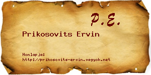 Prikosovits Ervin névjegykártya